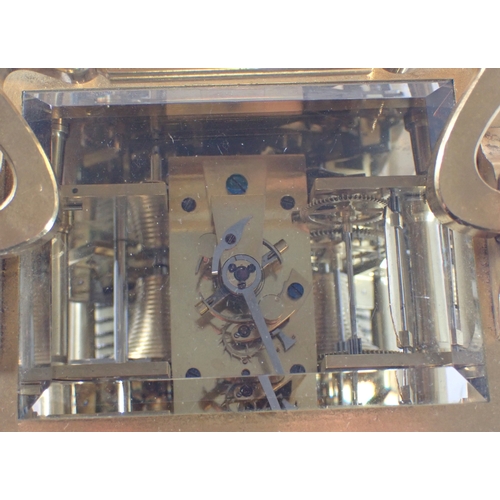 800 - A Goldsmiths Alliance fine quality giant gilt brass carriage clock with twin fusee movement, the mat... 