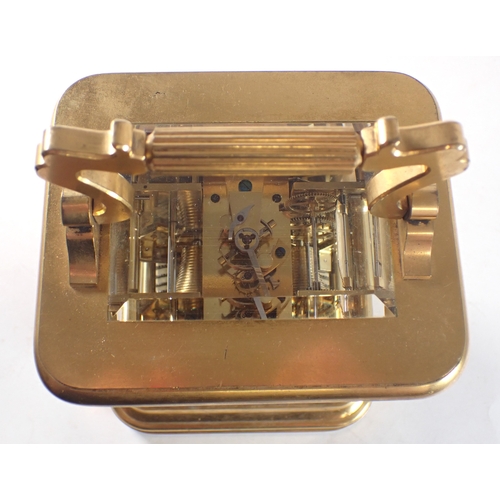 800 - A Goldsmiths Alliance fine quality giant gilt brass carriage clock with twin fusee movement, the mat... 