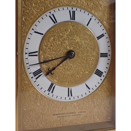 800 - A Goldsmiths Alliance fine quality giant gilt brass carriage clock with twin fusee movement, the mat... 