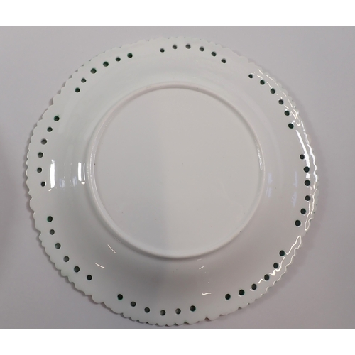 1 - A Victorian dessert service painted landscapes within apple green ground comprising two comports and... 