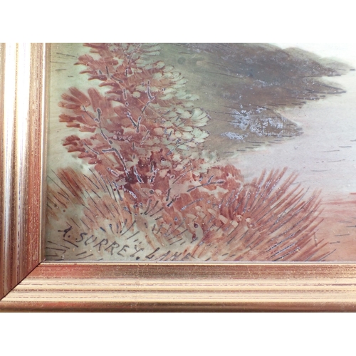 16 - A Copeland painted plaque of 'A Surrey Lane' 17.5 x 23.5cm