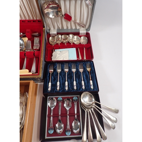 234 - A collection of silver plated cutlery including a part canteen by Ashberry, etc