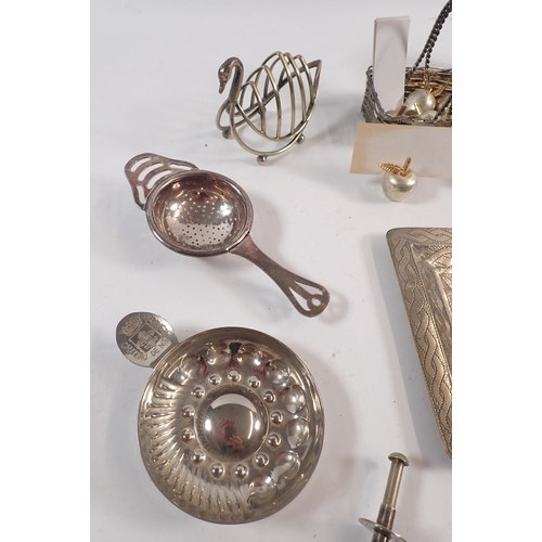 237 - A small group of silver plated items and a white metal Nigerian dish by Aikin Amadu Kano
