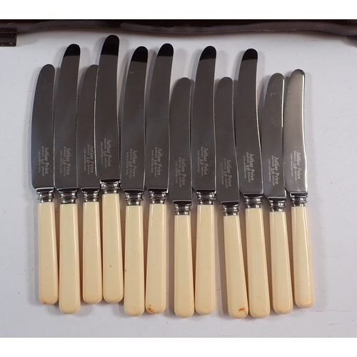 244 - A six person silver plated canteen of cutlery with knives by Arthur Price