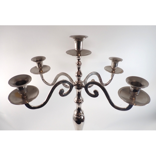 251 - A pair of tall silver plated four branch candelabra, 75cm