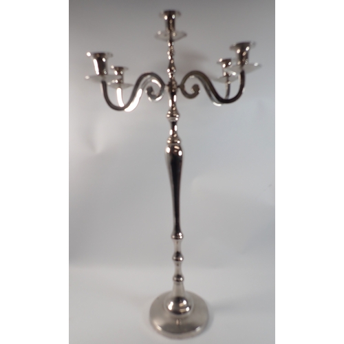 251 - A pair of tall silver plated four branch candelabra, 75cm