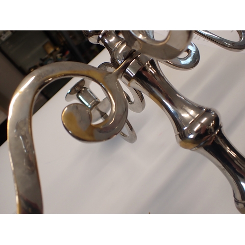 252 - A pair of tall silver plated four branch candelabra, 75cm