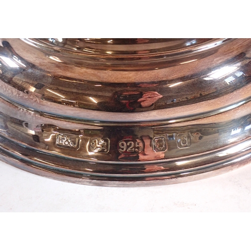 254 - A large silver punch bowl with racehorses to rim 39cm diameter, 29cm tall, 4.17kg, London 2003 by E&... 