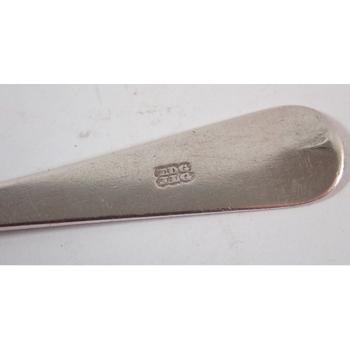269 - A Jersey silver teaspoon bright cut foliage and monogram, by Thomas De Gruchy & John le Gallais, 13c... 