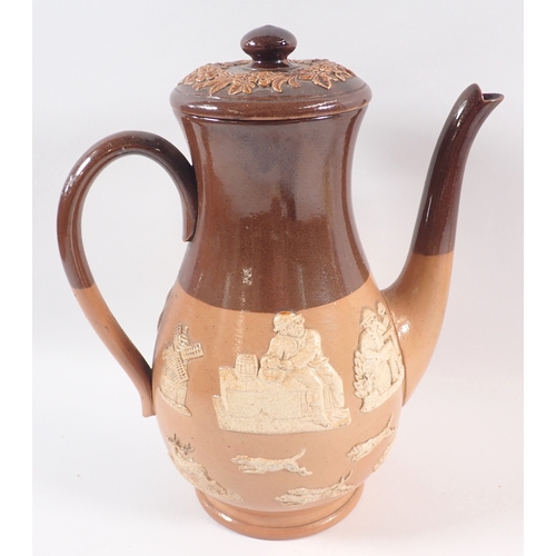 27 - A Royal Doulton Harvest water coffee pot, two character jugs, Jarge and Farmer John and Fred Archer ... 