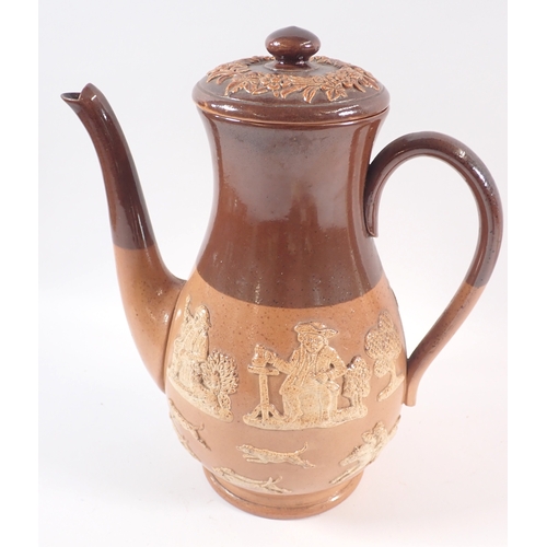 27 - A Royal Doulton Harvest water coffee pot, two character jugs, Jarge and Farmer John and Fred Archer ... 