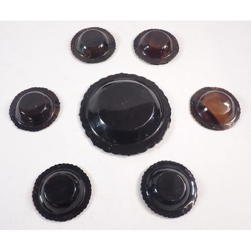 272 - A 19th century tortoiseshell and white metal caviar set with serving dish, 14cm diameter and six sma... 