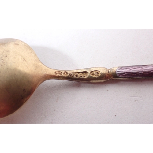 275 - Eight Swedish silver gilt and enamel harlequin coffee spoons, total weight 64.4g