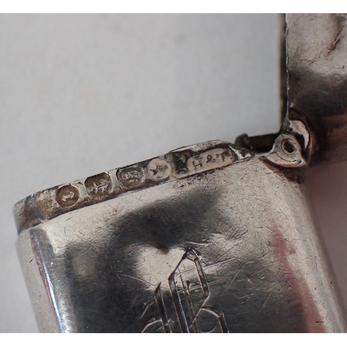 276 - Three small silver vesta cases - two plain and one engraved leaves, Birmingham 1905 by H Samuel, 3.8... 