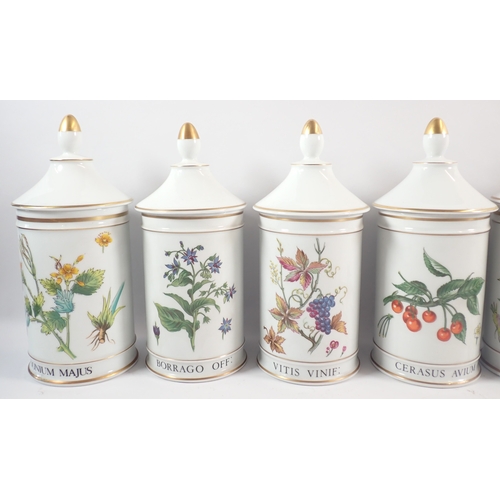 35 - A set of eight Limoges apothecary jars, 26cm tall