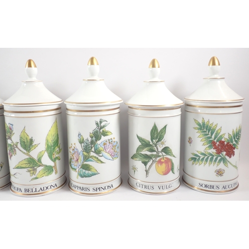 35 - A set of eight Limoges apothecary jars, 26cm tall