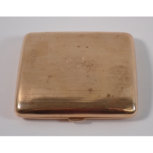 372 - A 9ct gold cigarette case by Clark & Sewell, Chester, 8.5cm long, 86g