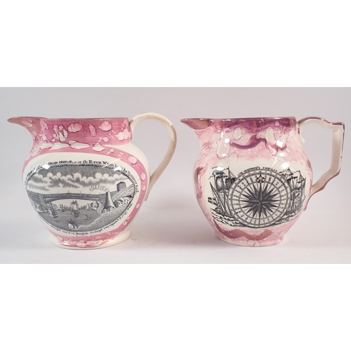 40 - Two Victorian Sunderland lustre jugs for The Iron Bridge and the Mariners Compass plus a Mason's Iro... 