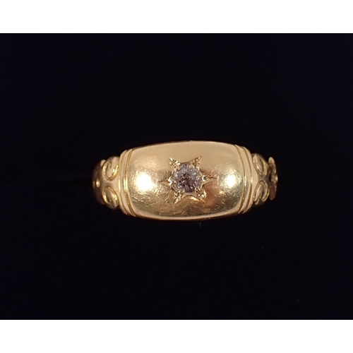 404 - An 18 carat gold diamond set gypsy ring - split to shoulder, size K-L, 2g