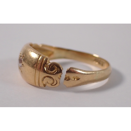 404 - An 18 carat gold diamond set gypsy ring - split to shoulder, size K-L, 2g