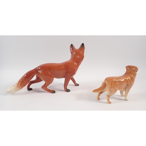 51 - A Beswick large fox and a Golden Retriever, 8cm