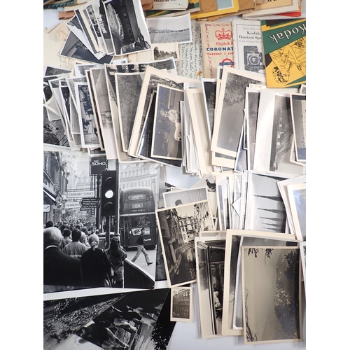 613 - A collection of ephemera including letters, photographs, medium format negatives and vintage photo w... 
