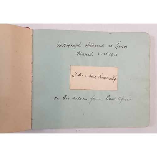 614 - An early 20th century album containing a Theodore Roosevelt autograph USA President plus various poe... 