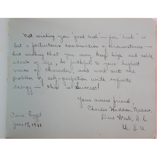 614 - An early 20th century album containing a Theodore Roosevelt autograph USA President plus various poe... 