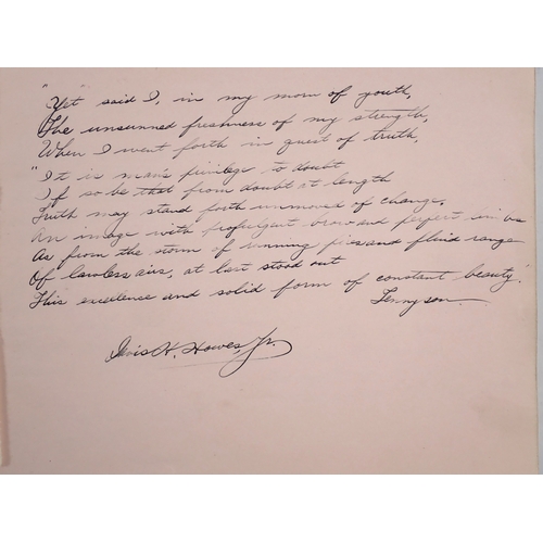 614 - An early 20th century album containing a Theodore Roosevelt autograph USA President plus various poe... 