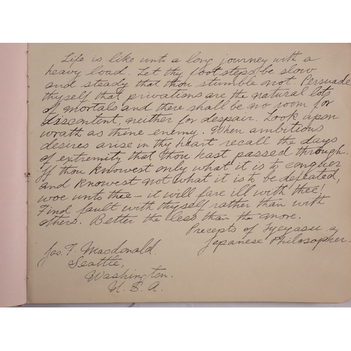 614 - An early 20th century album containing a Theodore Roosevelt autograph USA President plus various poe... 