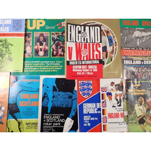 620 - A collection of England international football programmes including 1960s, 1970s and 1980s European ... 