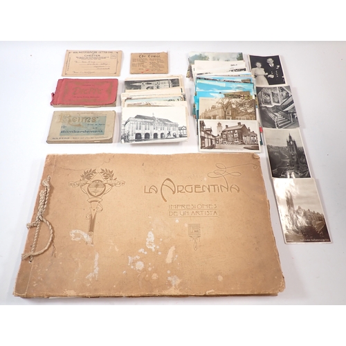 652 - A collection of mainly topographical postcards including Monmouth, Ypres together with postcard book... 