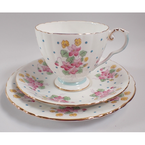 8 - A Royal Grafton 'Estelle' teaset comprising of teapot, milk jug, sugar bowl, six cups, five saucers,... 
