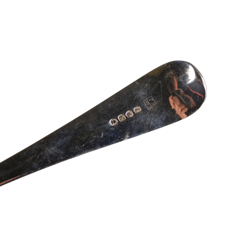 6 - A pair of early 19th century serving spoons. Undecorated, with hallmarks for Peter & William Bateman... 