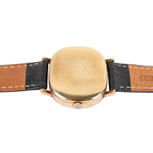 193 - A 9ct gold Rotary quartz wristwatch. Gilt markers to the oval face, partial mark to side of case and... 