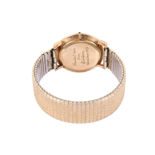 195 - A 9ct gold gentleman's Omega wristwatch. Gold markers and subsidiary dial to the cream face, hallmar... 