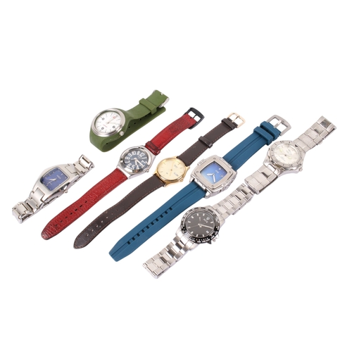 204 - Seven gentleman's wristwatches. Including Seiko, Swatch, Storm, Jaguar, etc.
