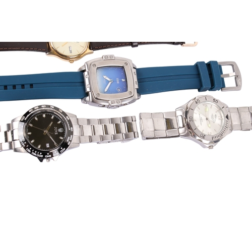 204 - Seven gentleman's wristwatches. Including Seiko, Swatch, Storm, Jaguar, etc.