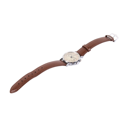 206 - A vintage Beltiov 17 rubis wristwatch. With black and red markings to champagne face, telemetre func... 