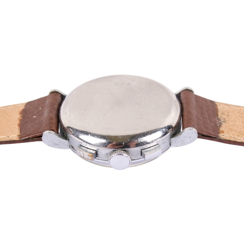 206 - A vintage Beltiov 17 rubis wristwatch. With black and red markings to champagne face, telemetre func... 