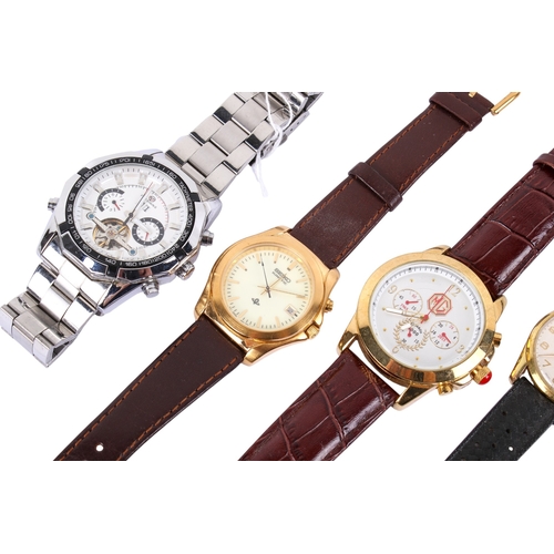 215 - Five gentleman's wristwatches. Including Seiko Kinetic, British Motor Racing Heritage MG, Forsinging... 