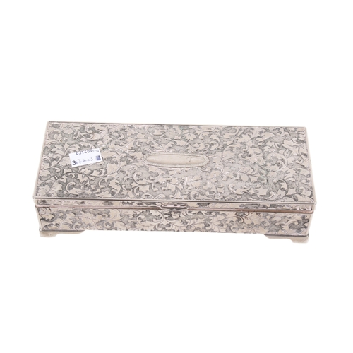 224 - A white metal box of mixed jewellery. Including a yellow metal ring marked 9ct & SL and weighing 1.3... 