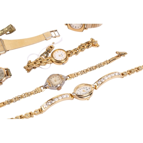 272 - Ten ladies' wristwatches. Mostly yellow metal, including Limit, Lorus, Seiko,