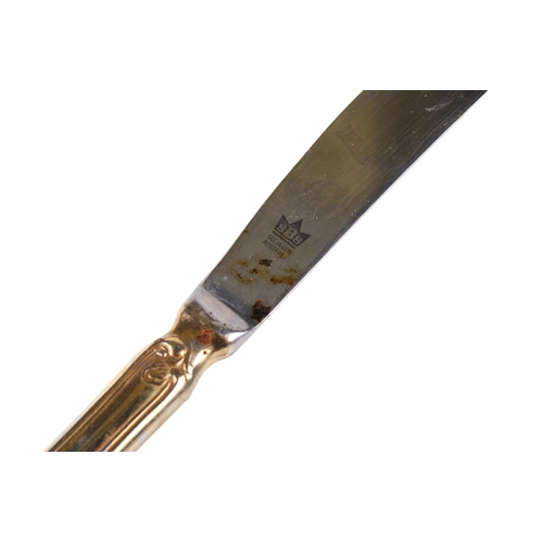 290 - A quantity of gold plated Solingen cutlery. Marked 18/10, including knives, forks, tea and coffee sp... 