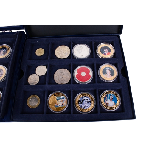 100 - A boxed collection of 2013 coins. Consisting of assorted seventeen world wide gold plated and enamel... 