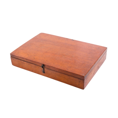 211 - An early 20th century 'London Made' mahogany artists box. The underside of the lid with paper label:... 
