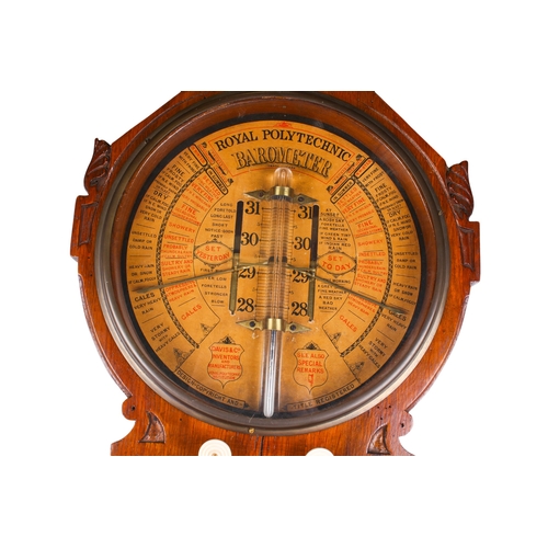 215A - A 19th century Royal Polytechnic 'Admiral Fitzroy' oak cased barometer by Joseph Davis & Co. The cas... 