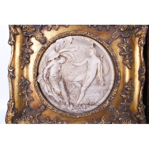 238 - Edward William Wyon (1811-1885), two Victorian carved marble plaques held within  gilt ornate frames... 