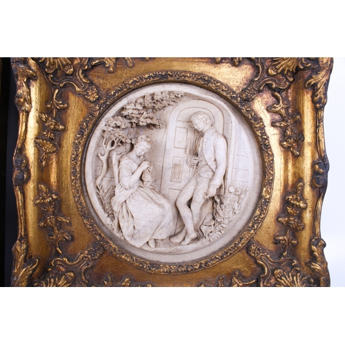 238 - Edward William Wyon (1811-1885), two Victorian carved marble plaques held within  gilt ornate frames... 