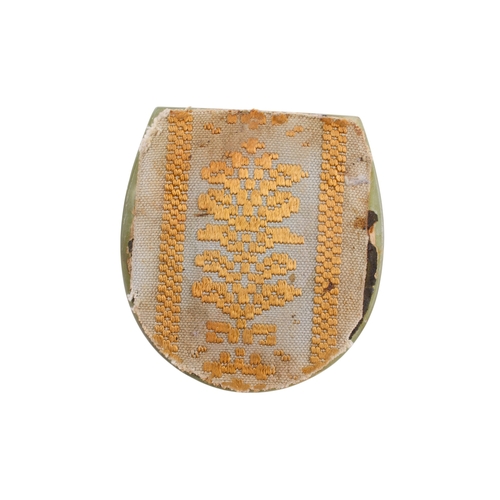 243 - Two 20th century onyx pin trays with painted cast metal dogs, in the style of Bergman. One of circul... 